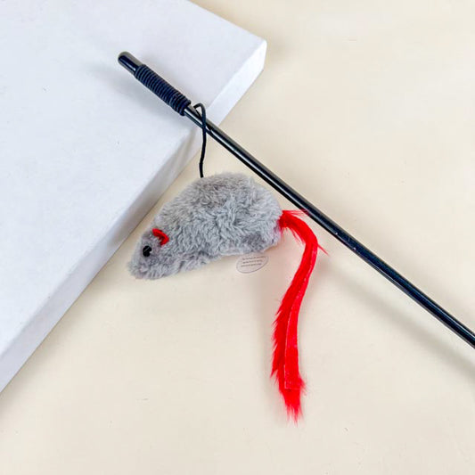 A tease with a mouse on a stick, 47cm rod, 12cm mouse