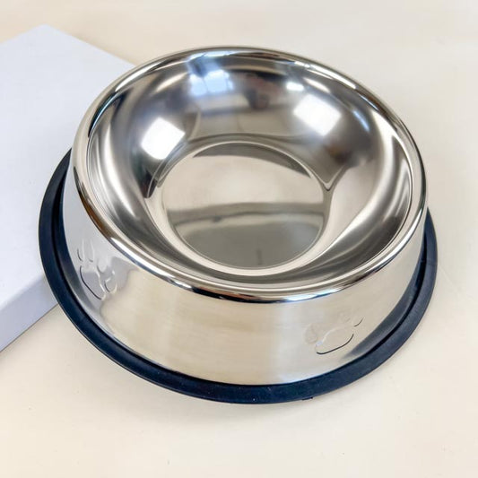 Stainless steel bowl with rubber pad