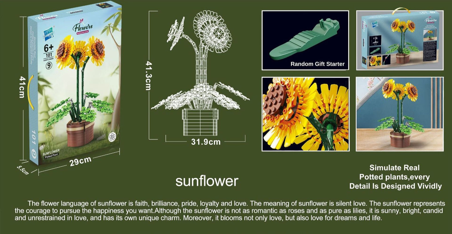 Stavebnice Květináč Slunečnice,  886 ks, 31.9x31.8x41.3 cm