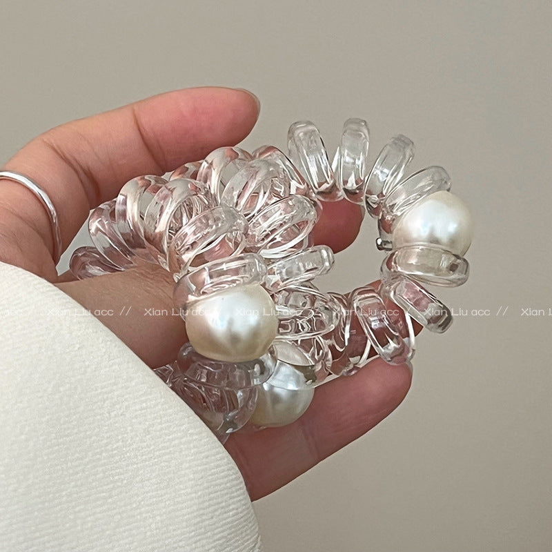 Tlustá průhledná gumička s perlou
