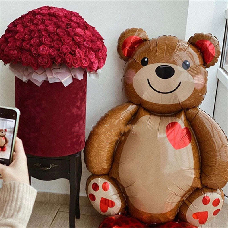 Kreslený medvěd hliníkový filmový balón Narozeniny Den svatého Valentýna fotografické rekvizity Love Bear Balloon Extrémní náhrada