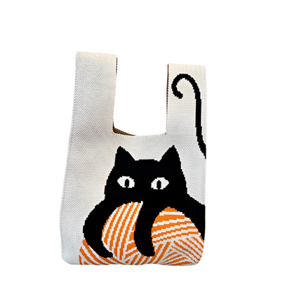 Cat's Knit Haven Vest Bag Kočka na bílé