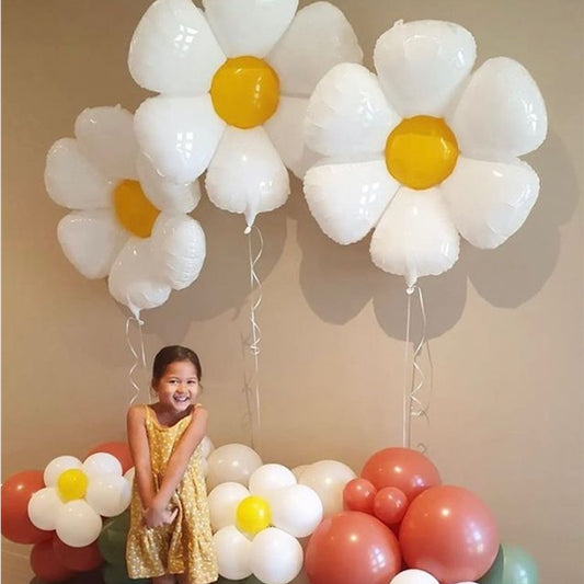 Ins styl bílá sedmikráska balón korejská verze vejce květ chryzantéma narozeninové aranžmá smajlík slunečnice květ balón smíšené šarže velmi rychlé vrácení peněz!