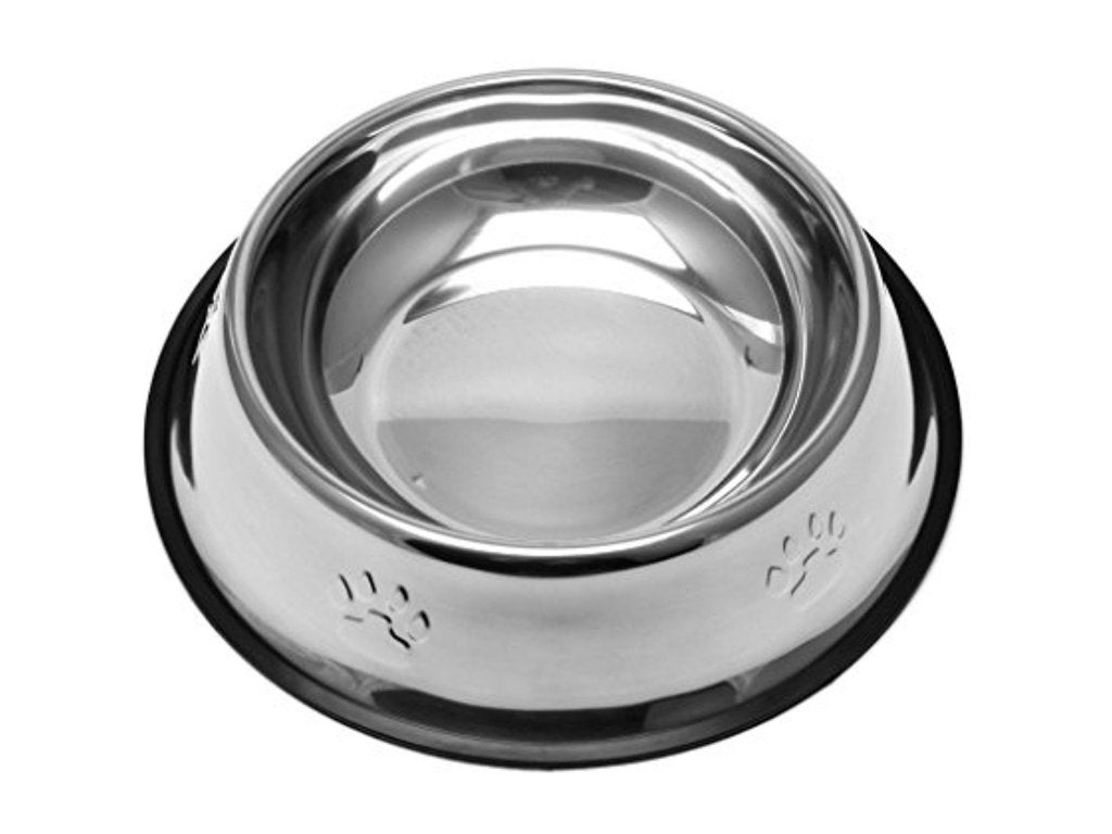 Stainless steel bowl with rubber pad