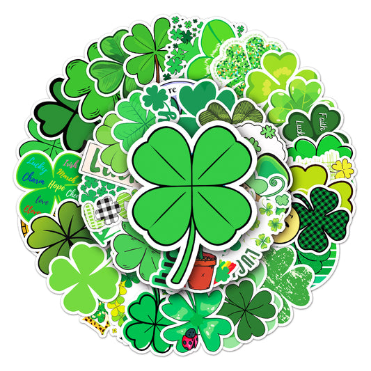 Stickers Four Leaf Clover for Happiness 50pcs - 50 different stickers