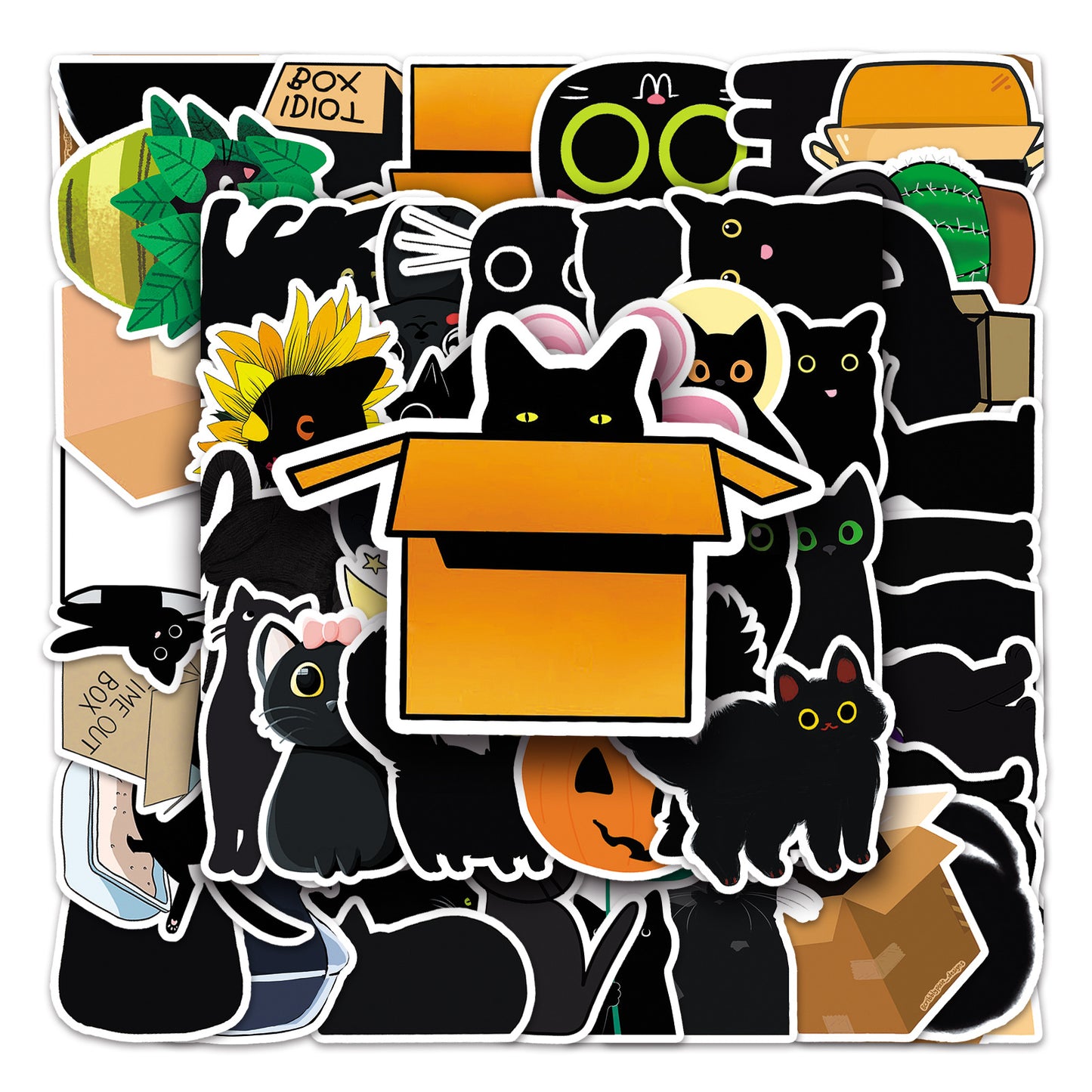 Black Cat Stickers 50pcs - 50 different stickers