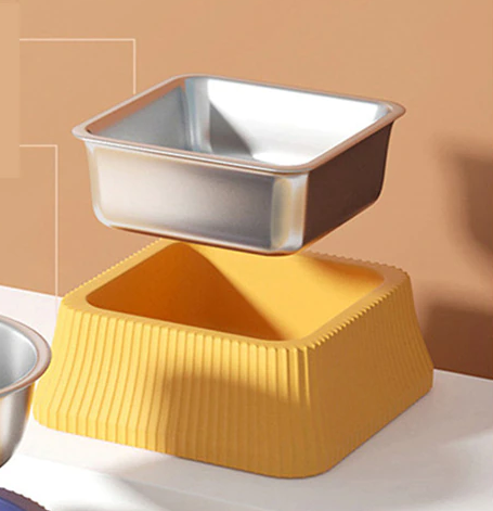 A bowl for feed with stainless steel bowl