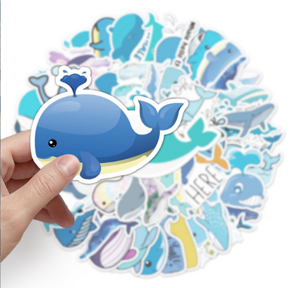 Whale Stickers 50pcs - 50 different stickers
