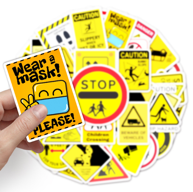 Stickers Warning signs 50pcs - 50 different stickers