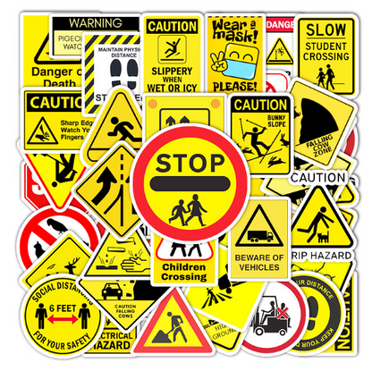 Stickers Warning signs 50pcs - 50 different stickers