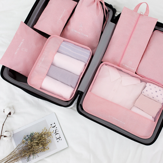 Set of 7 travel organizers for suitcase