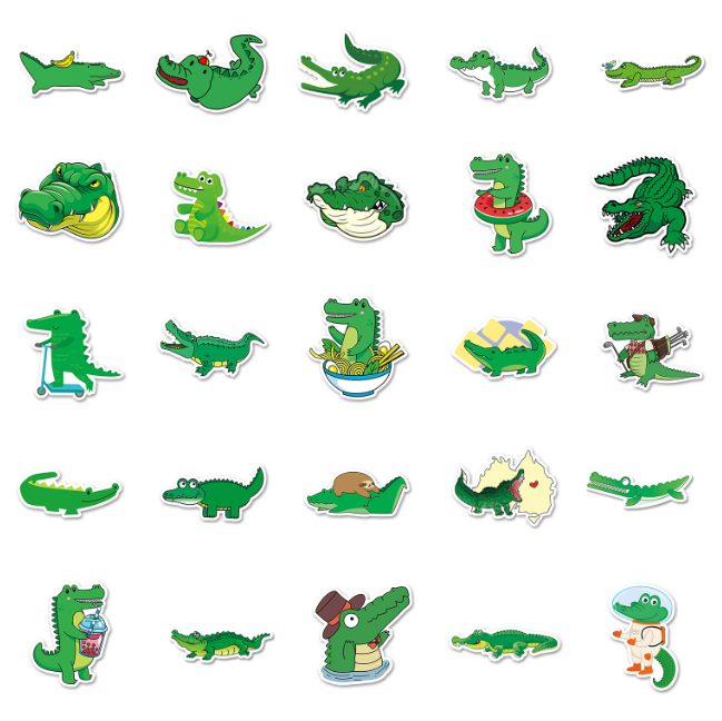 Crocodile stickers 50pcs - 50 different stickers