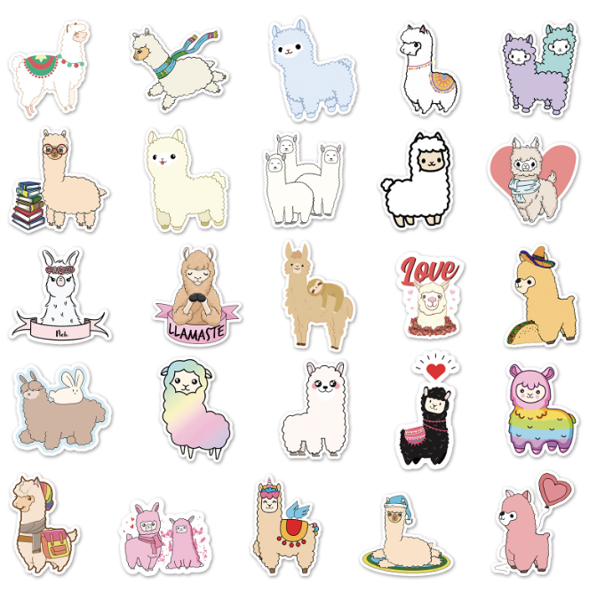 Llama/Alpaca Stickers 50pcs - 50 different stickers