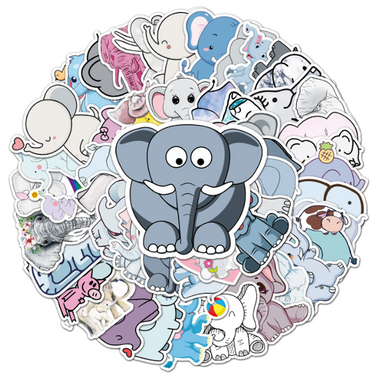 Elephant Stickers 50pcs - 50 different stickers