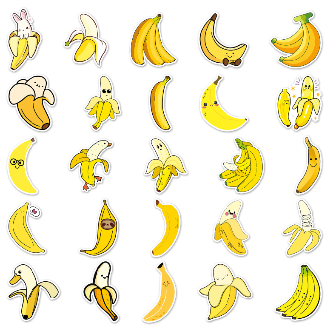 Samolepky Banán 50ks - 50 odlišných samolepek