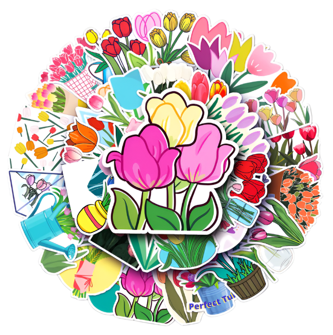 Sticker Tulips Many Stickers tulips 50pcs - 50 different stickers – ANNAM