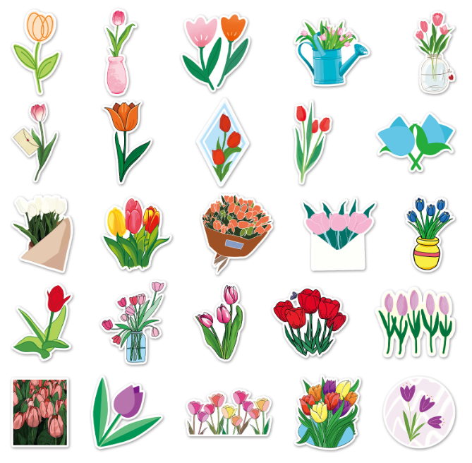 Stickers tulips 50pcs - 50 different stickers