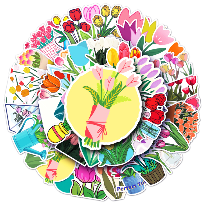 Stickers tulips 50pcs - 50 different stickers