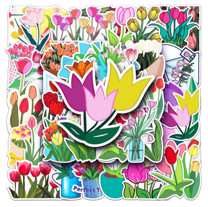 Stickers tulips 50pcs - 50 different stickers