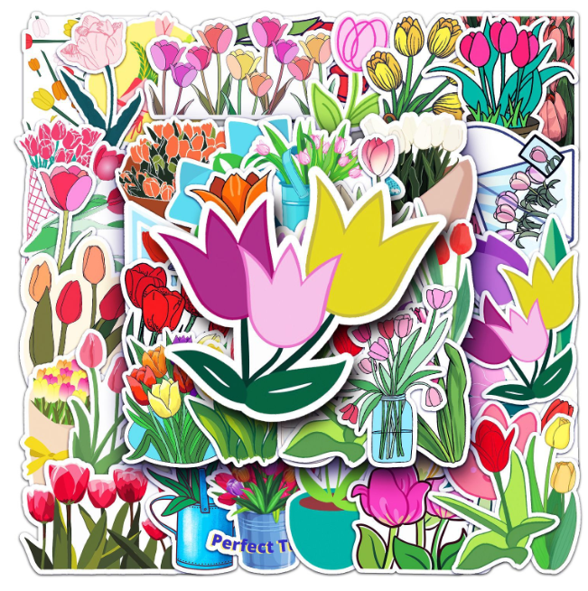 Stickers tulips 50pcs - 50 different stickers