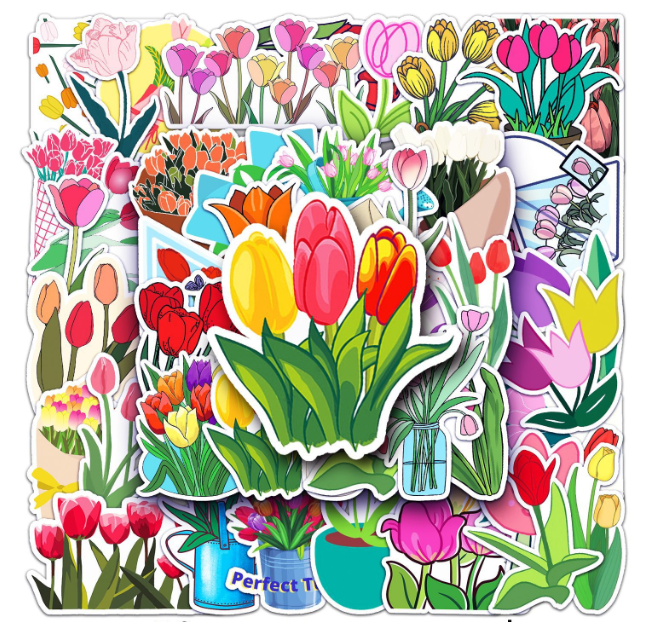 Stickers tulips 50pcs - 50 different stickers