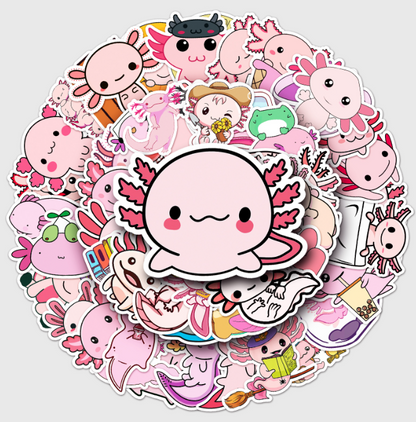 Stickers Axolotl 50pcs - 50 different stickers