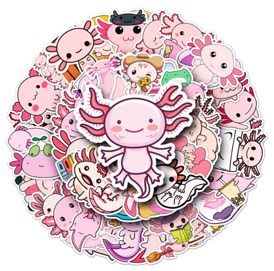 Stickers Axolotl 50pcs - 50 different stickers