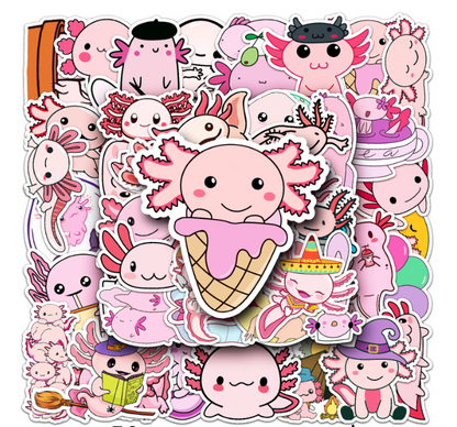 Stickers Axolotl 50pcs - 50 different stickers